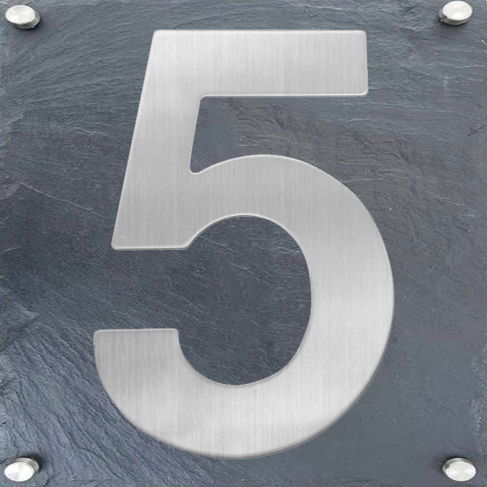 6 Inch Modern Stainless Steel Silver House Numbers