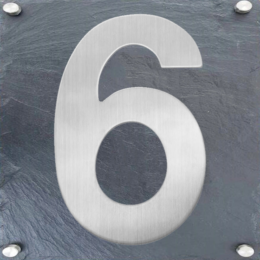 6 Inch Modern Stainless Steel Silver House Numbers