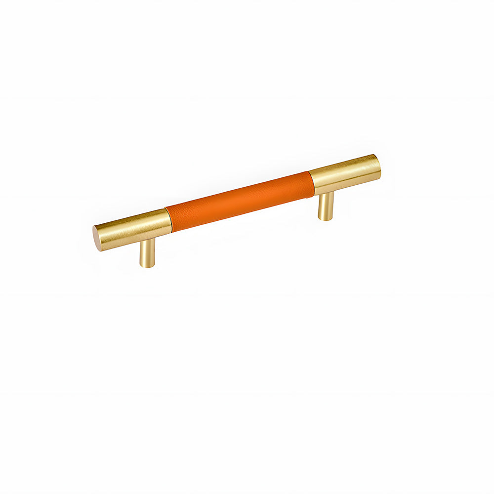 Luxury Solid Brass Leather Wrapped Cabinet Pulls & Knobs