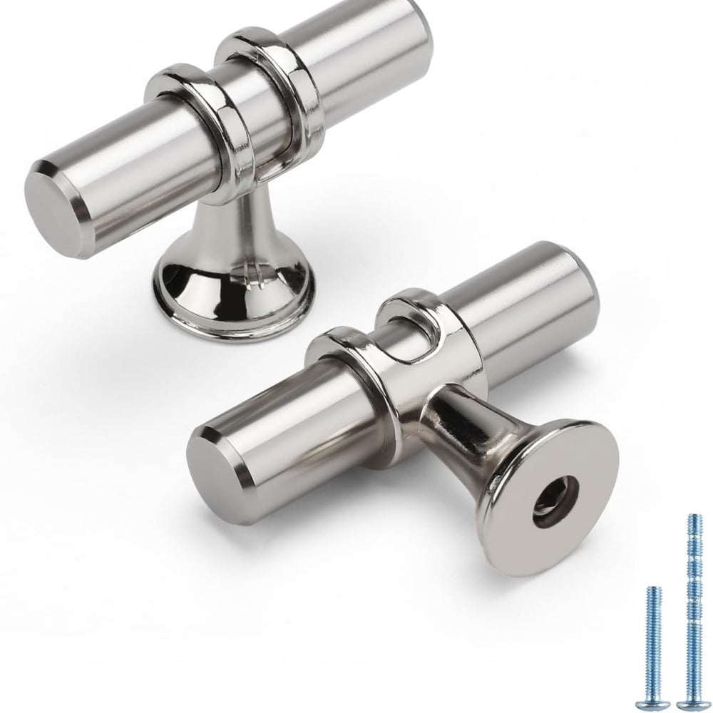 Brushed Nickel & Black Cabinet Pulls Solid Modern Drawer Pulls
