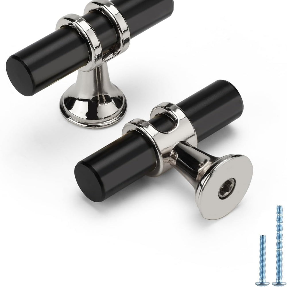 Brushed Nickel & Black Cabinet Pulls Solid Modern Drawer Pulls