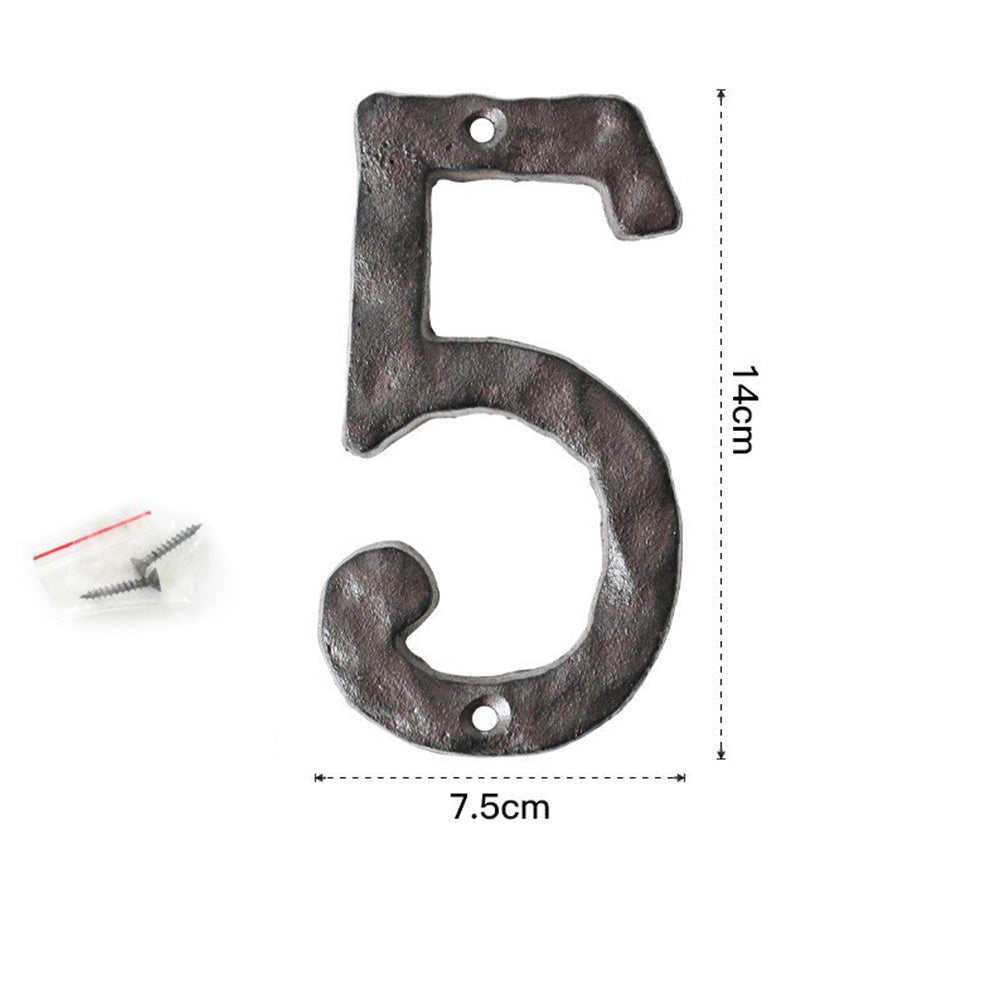 5 Inch Antique Cast Wrought Iron House Door Numbers
