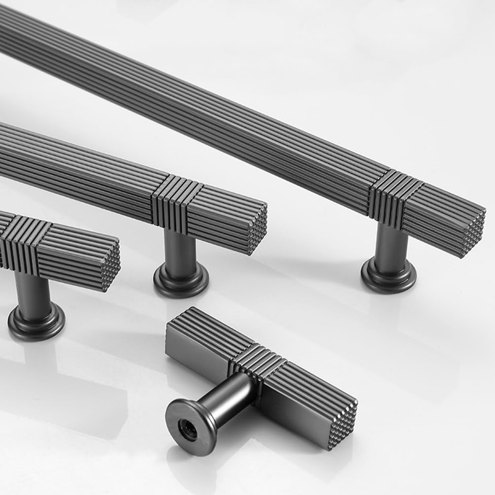 Modern Solid Thickened Zinc Alloy Square Stripe Cabinet and Drawer Handles