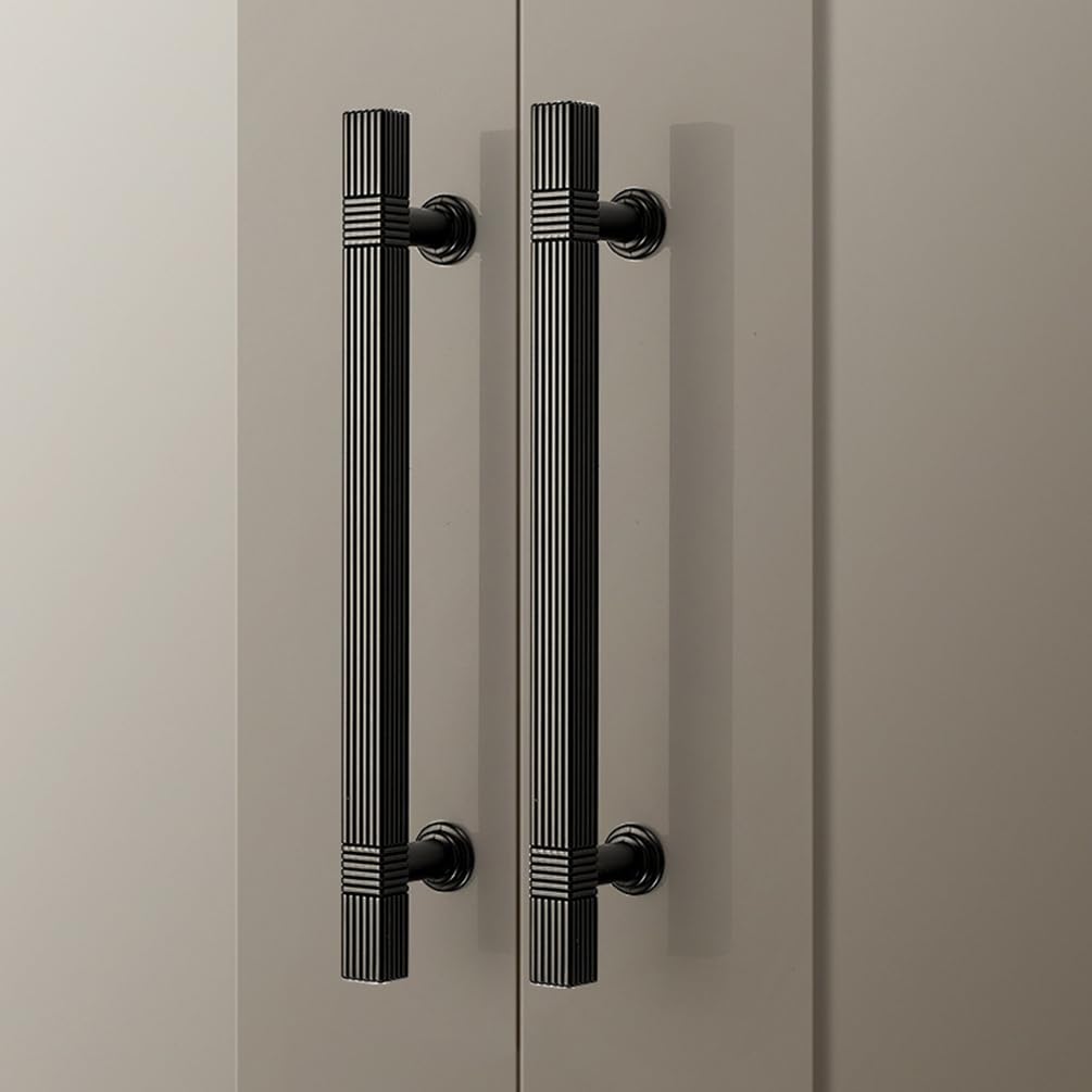 Modern Solid Thickened Zinc Alloy Square Stripe Cabinet and Drawer Handles