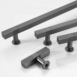 Modern Solid Thickened Zinc Alloy Square Stripe Cabinet and Drawer Handles