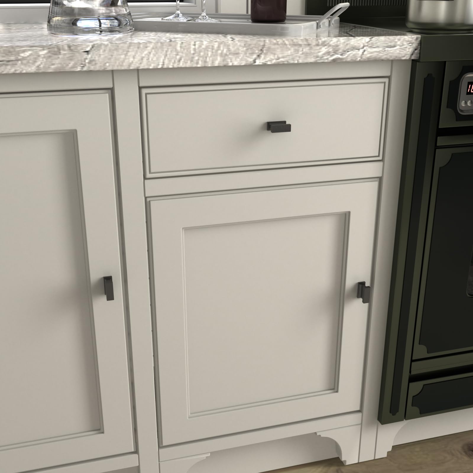 Cabinet Pulls Black & Silver Solid Aluminum Alloy Kitchen Handles