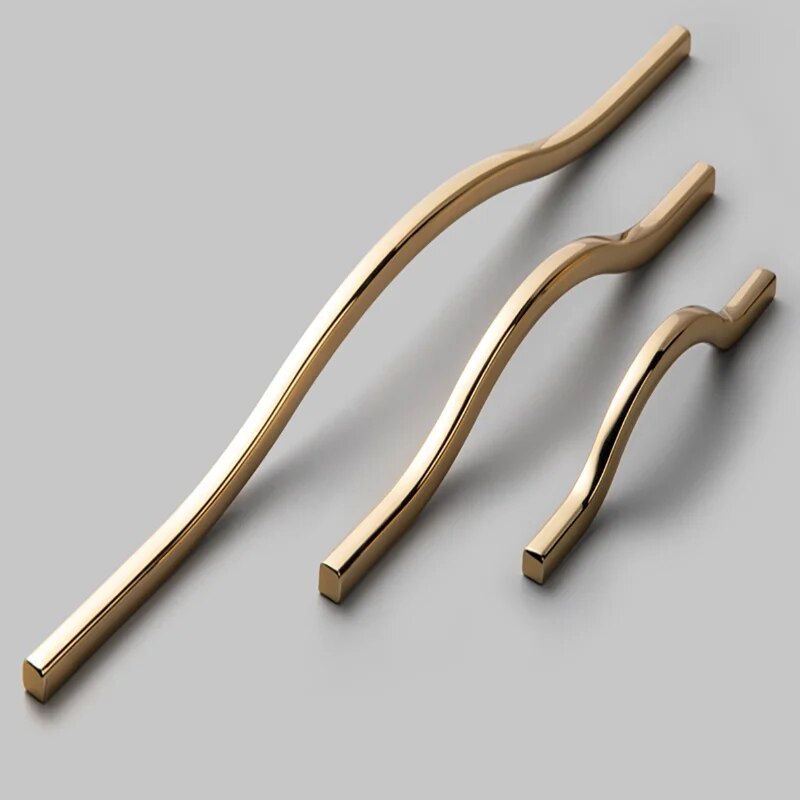 Nordic Zinc Alloy Gold Kitchen Drawer Pulls And Door Handles