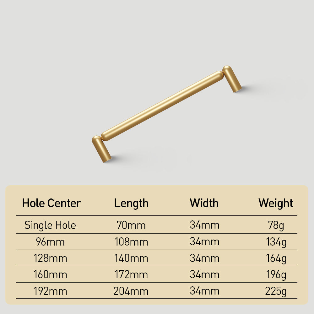 Unique Solid Brass T-Bar Cabinet Pulls