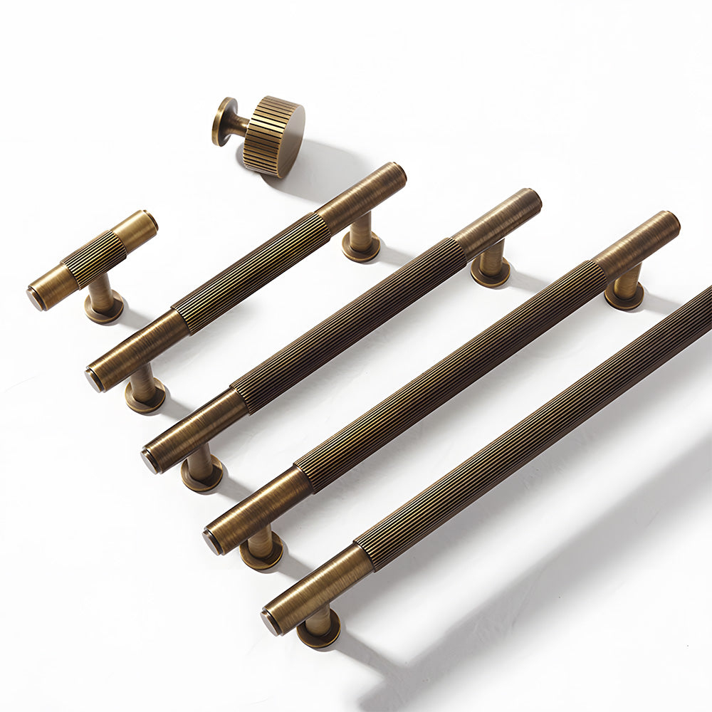 Vintage Lined Aged Bronze Brass Cabinet Pulls