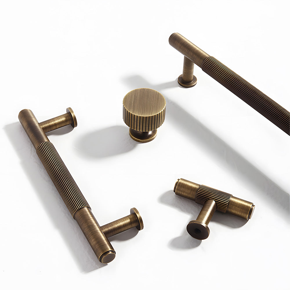 Vintage Lined Aged Bronze Brass Cabinet Pulls
