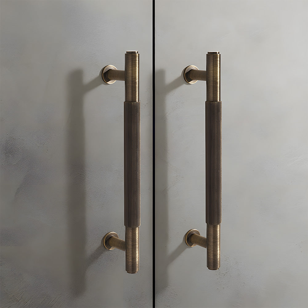 Vintage Lined Aged Bronze Brass Cabinet Pulls