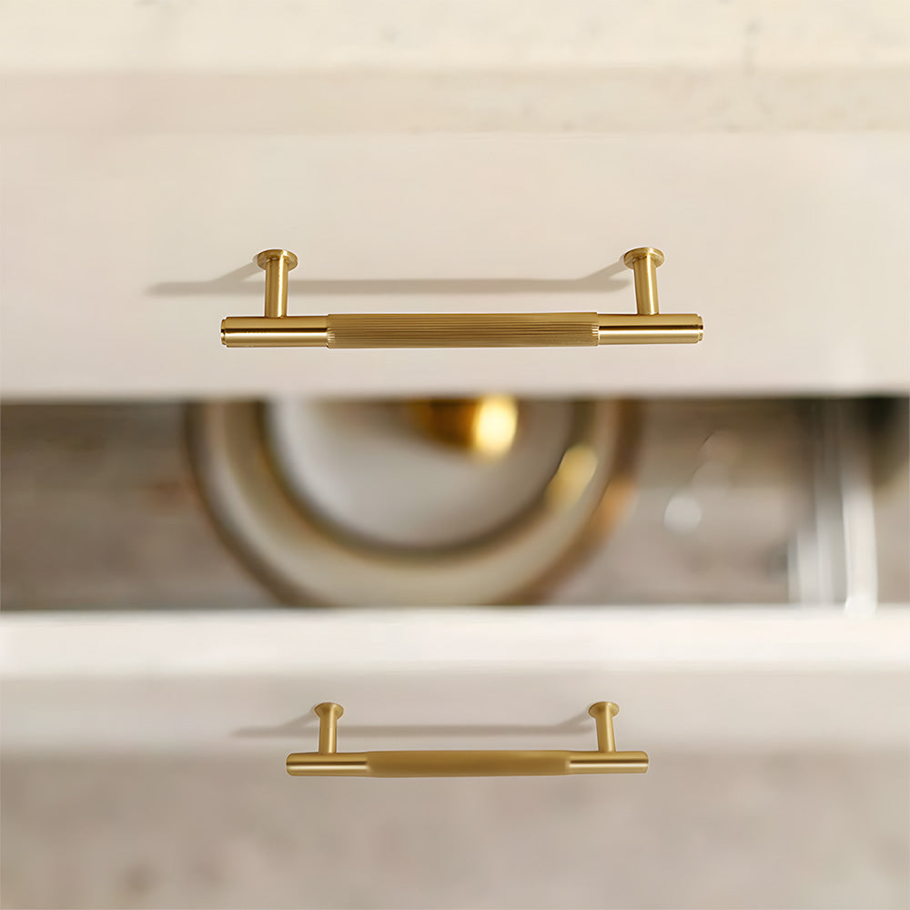 Vintage Lined Aged Bronze Brass Cabinet Pulls