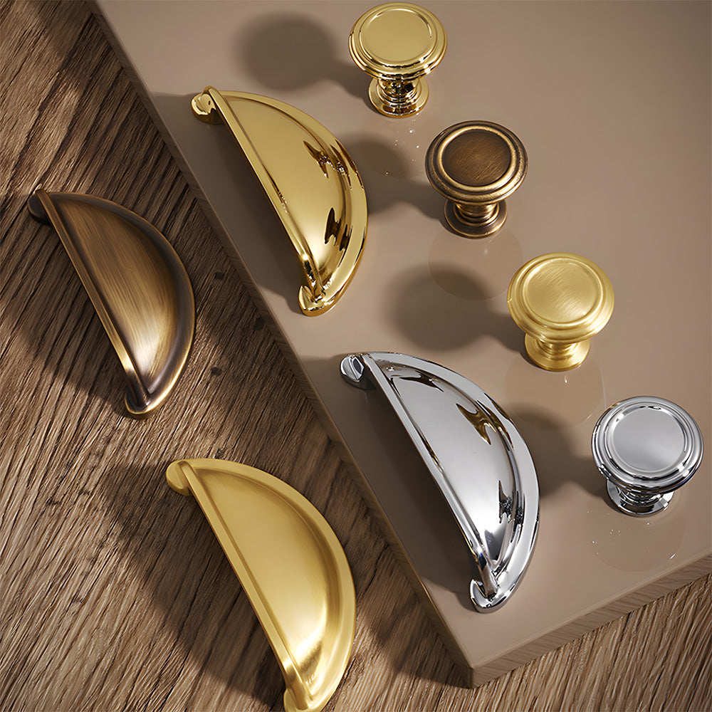 Vintage Shell Solid Brass Bin Cup Pulls For Drawer