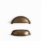 Vintage Shell Solid Brass Bin Cup Pulls For Drawer