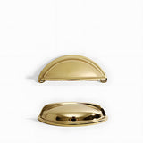 Vintage Shell Solid Brass Bin Cup Pulls For Drawer