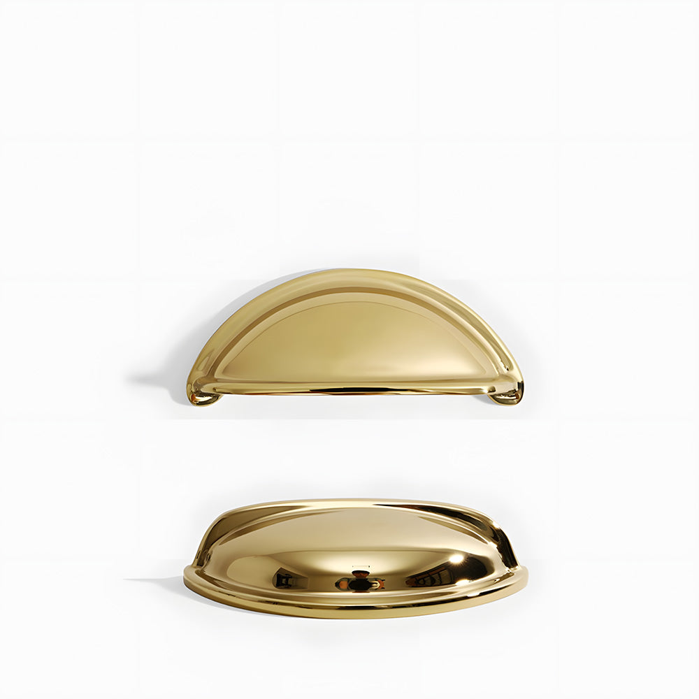 Vintage Shell Solid Brass Bin Cup Pulls For Drawer