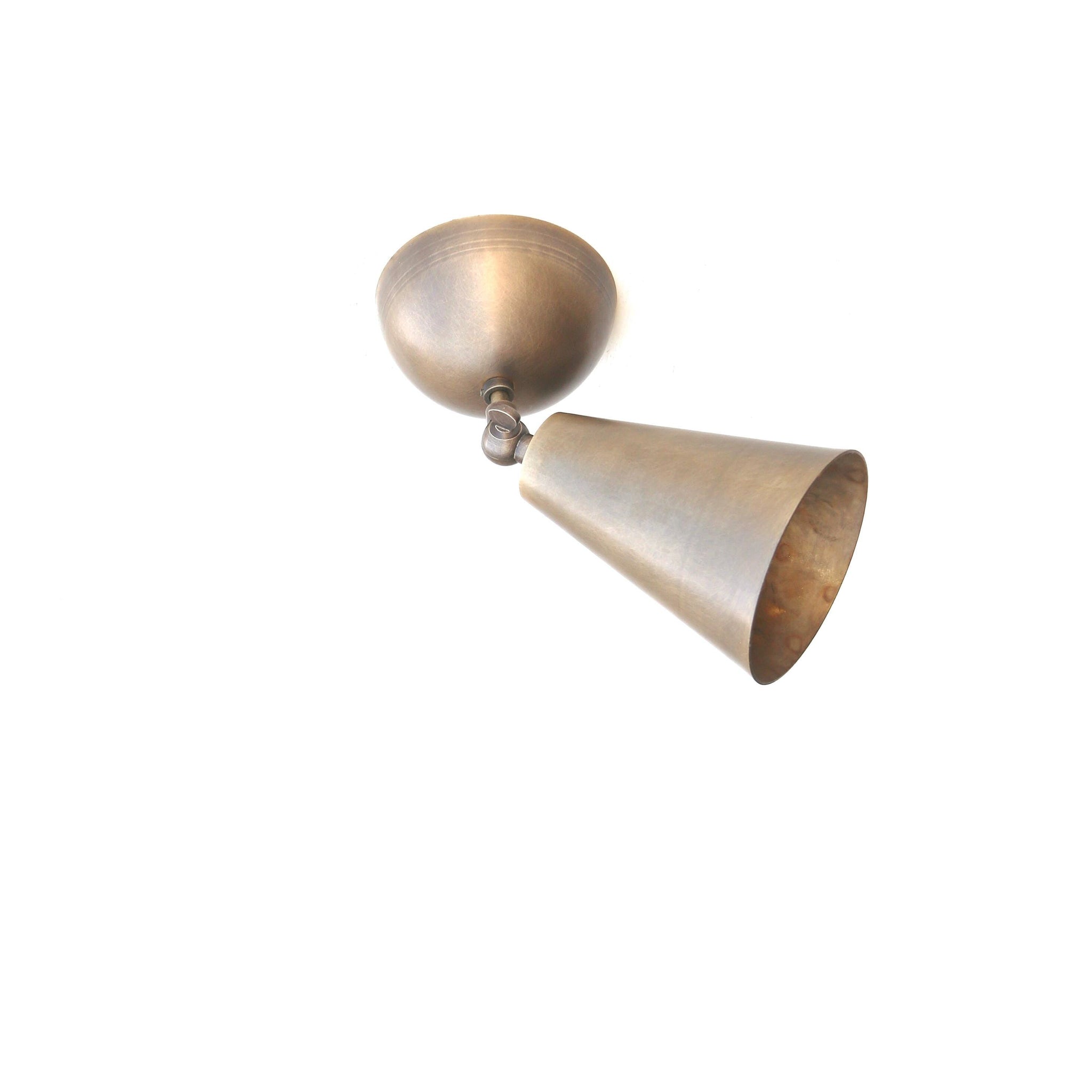 Adjustable Brass Ceiling Spotlight with Large Cone Shade