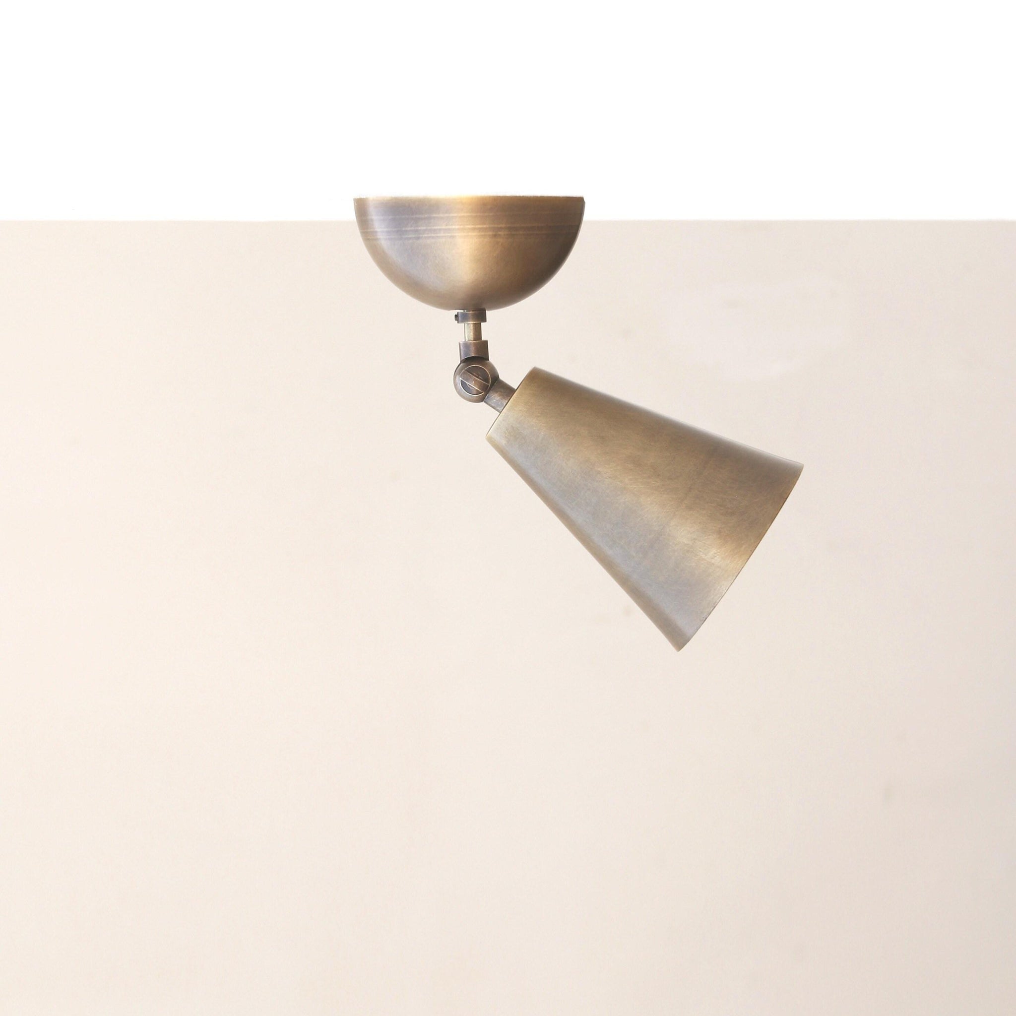 Adjustable Brass Ceiling Spotlight with Large Cone Shade