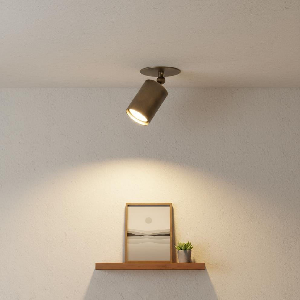 Adjustable Brass Cylinder Ceiling Spotlight