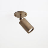 Adjustable Brass Cylinder Spotlight with Flush Ceiling Plate