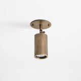 Adjustable Brass Cylinder Spotlight with Flush Ceiling Plate