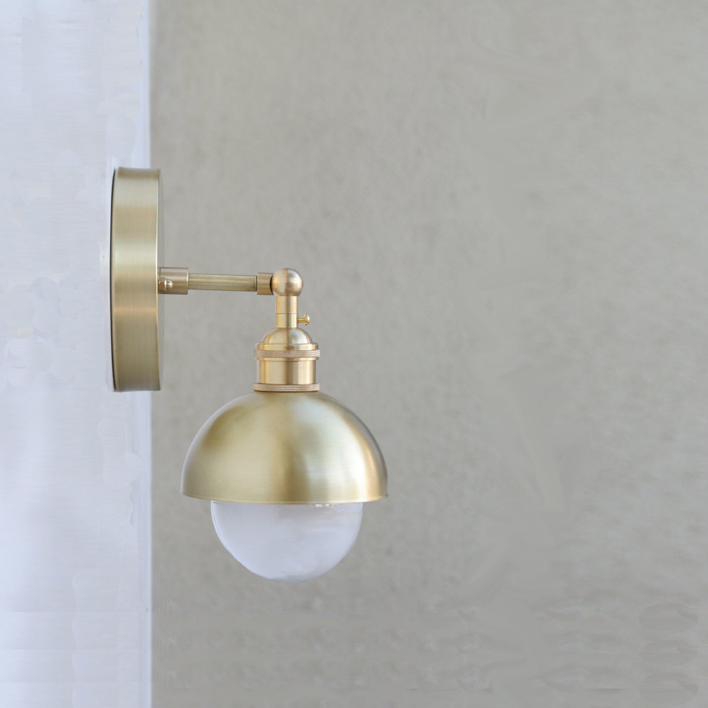 Adjustable Brass Dome Wall Sconce