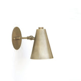 Adjustable Brass Wall Sconce with Cone Shade