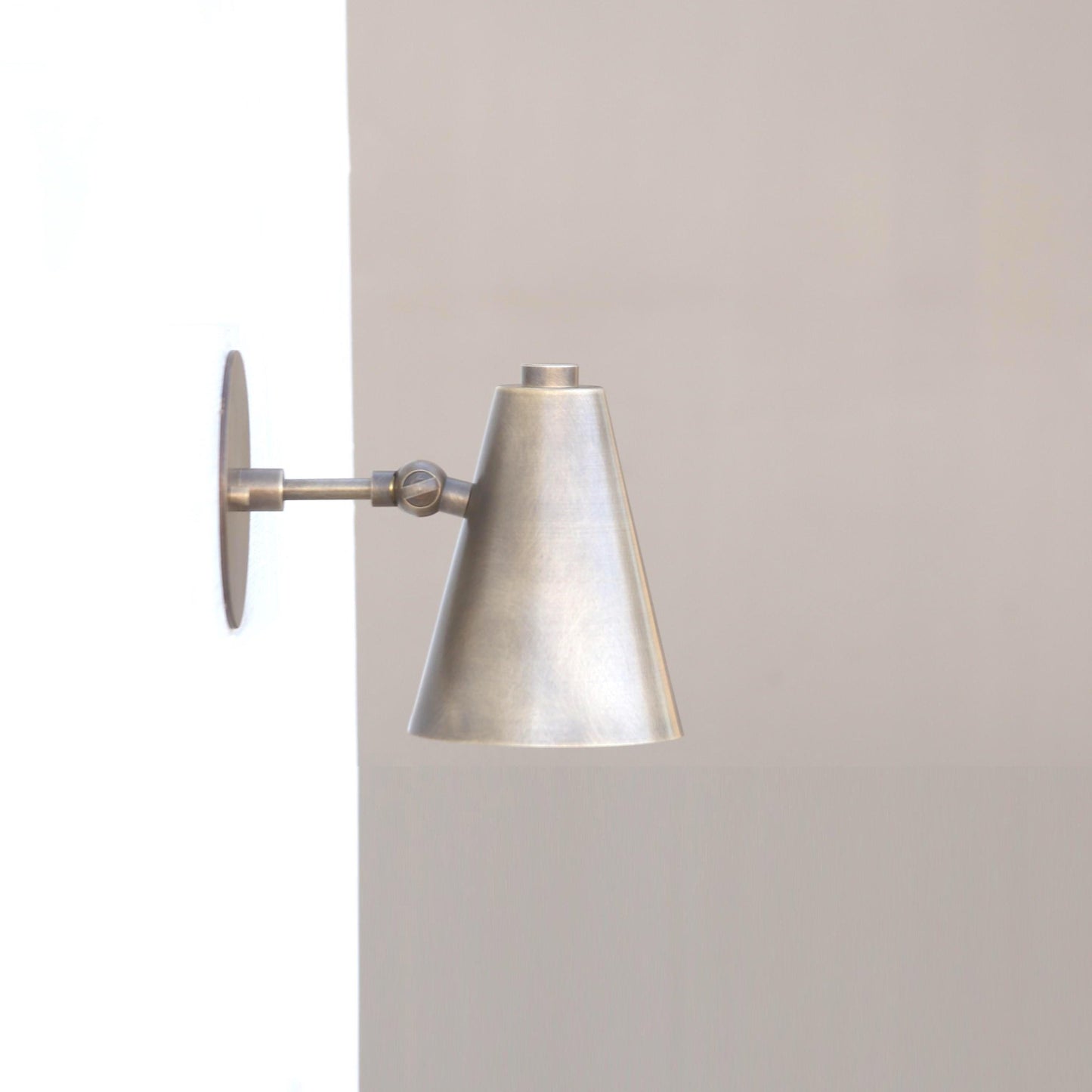 Adjustable Brass Wall Sconce with Cone Shade