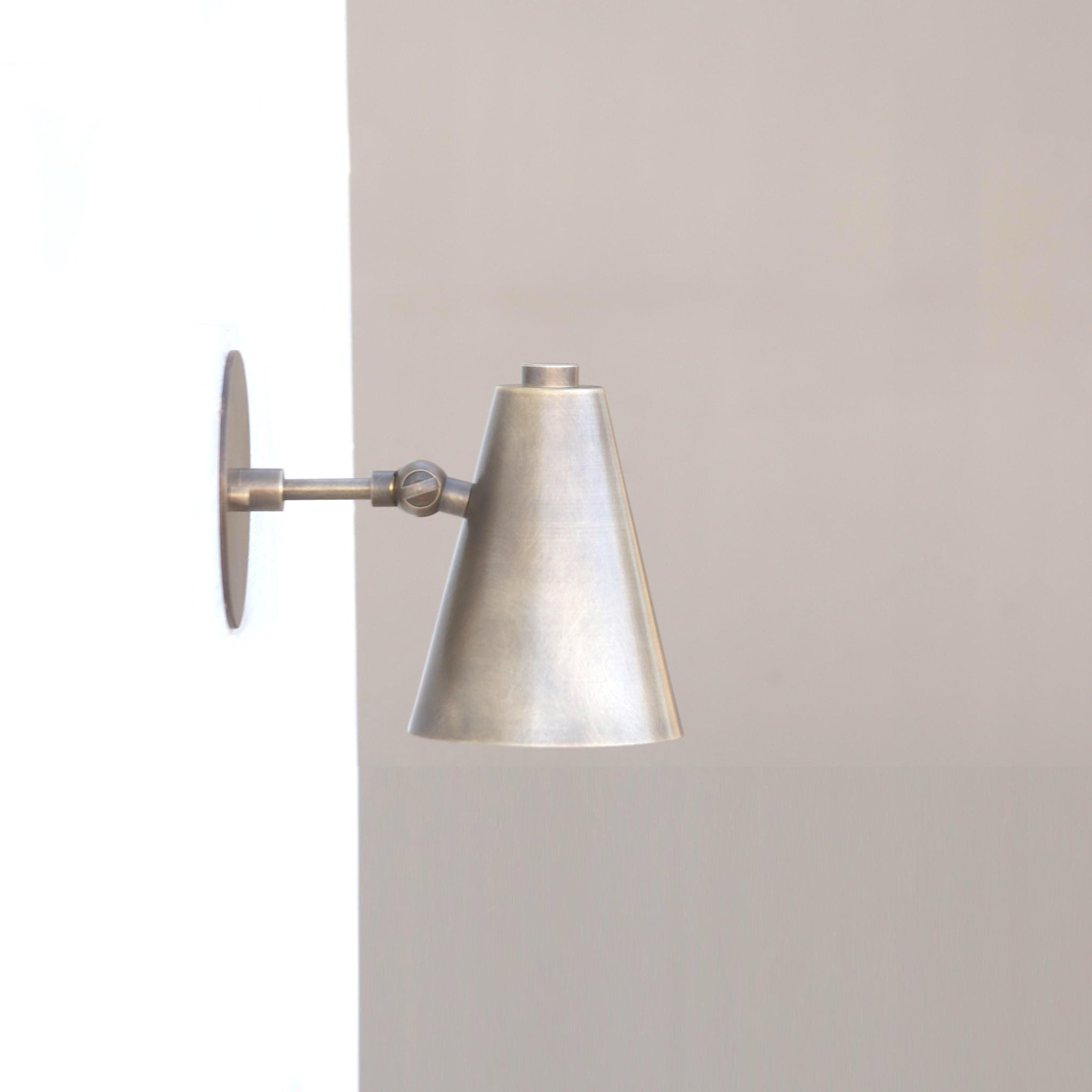 Adjustable Brass Wall Sconce with Cone Shade