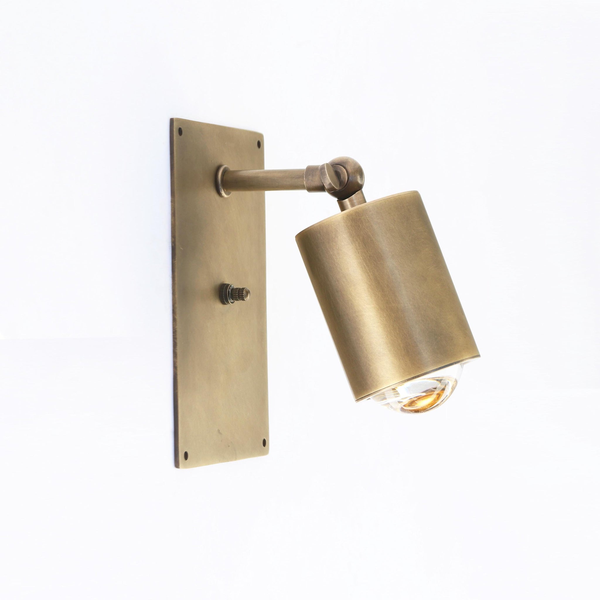 Adjustable Brass Wall Spotlight, 3-Inch Tapered Shade