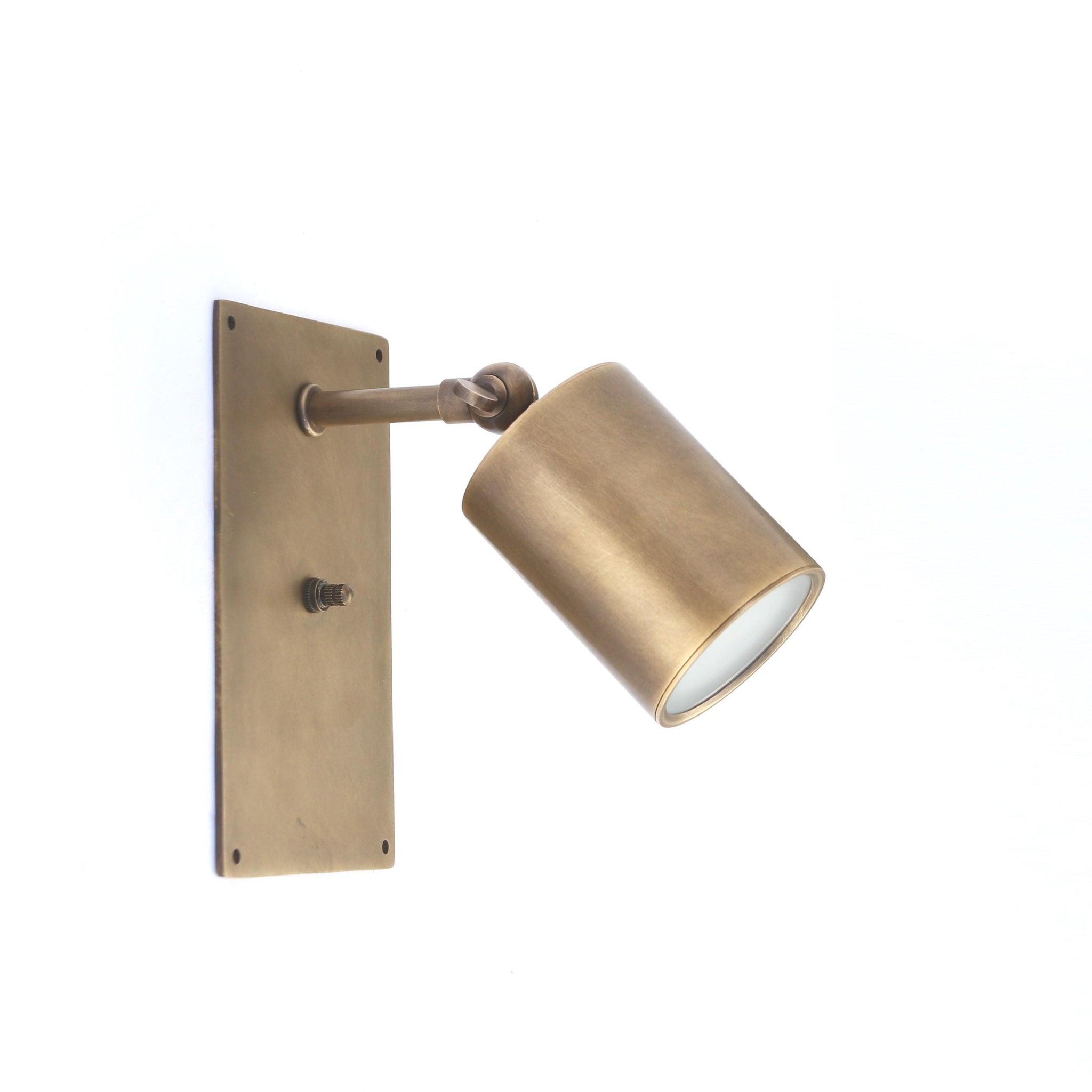 Adjustable Brass Wall Spotlight with Rectangular Backplate