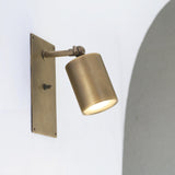 Adjustable Brass Wall Spotlight with Rectangular Backplate