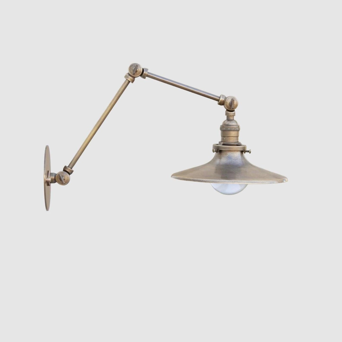 Adjustable Swing-Arm Brass Wall Sconce with Coolie Shade
