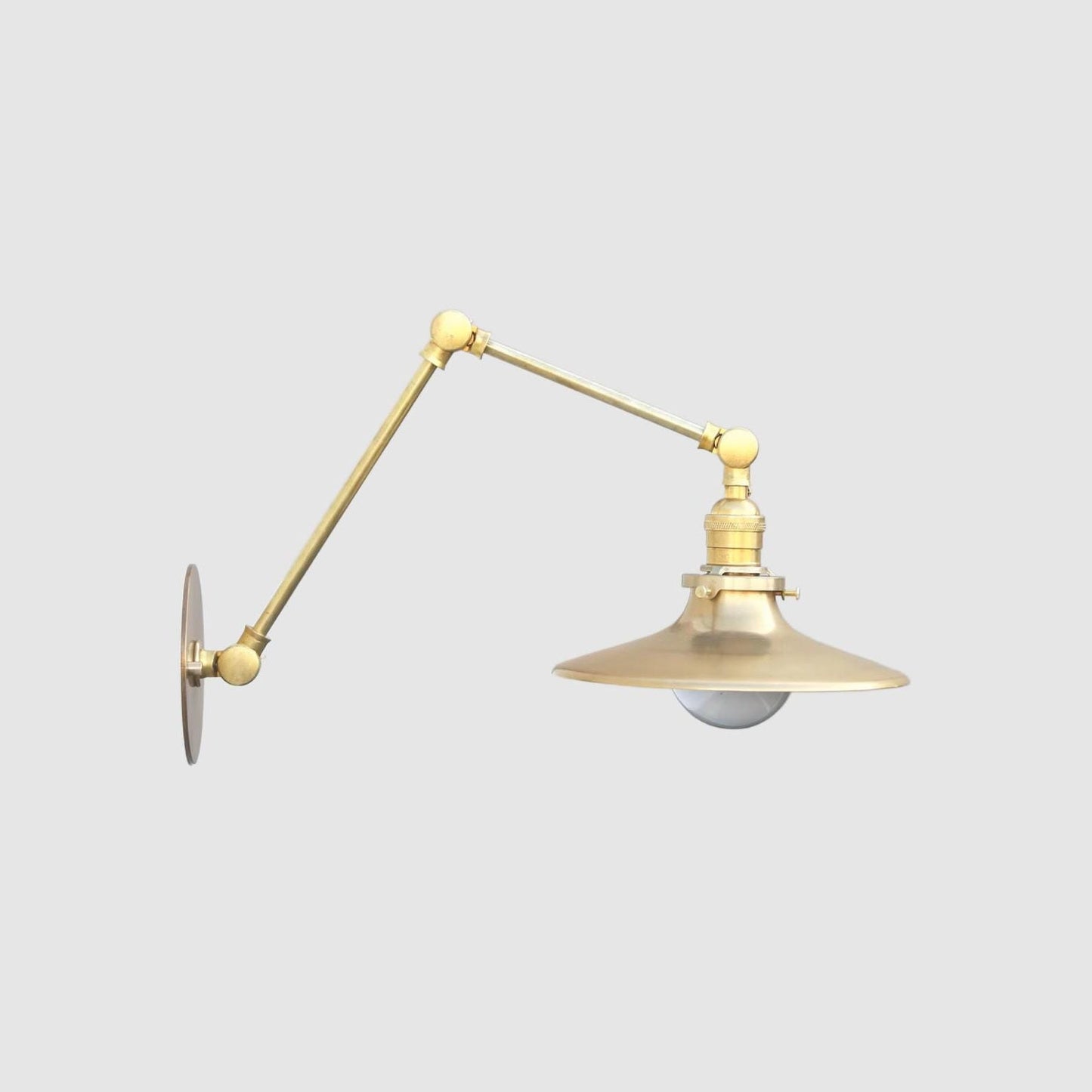 Adjustable Swing-Arm Brass Wall Sconce with Coolie Shade
