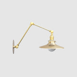 Adjustable Swing-Arm Brass Wall Sconce with Coolie Shade