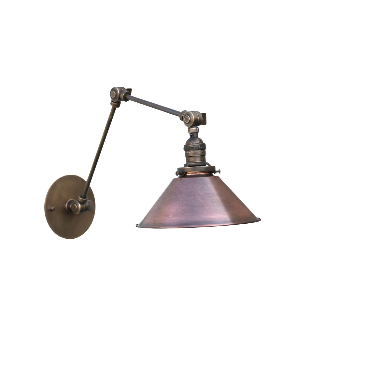 Adjustable Swing-Arm Wall Sconce with Aged Copper Cone Shade