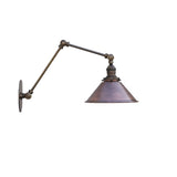 Adjustable Swing-Arm Wall Sconce with Aged Copper Cone Shade