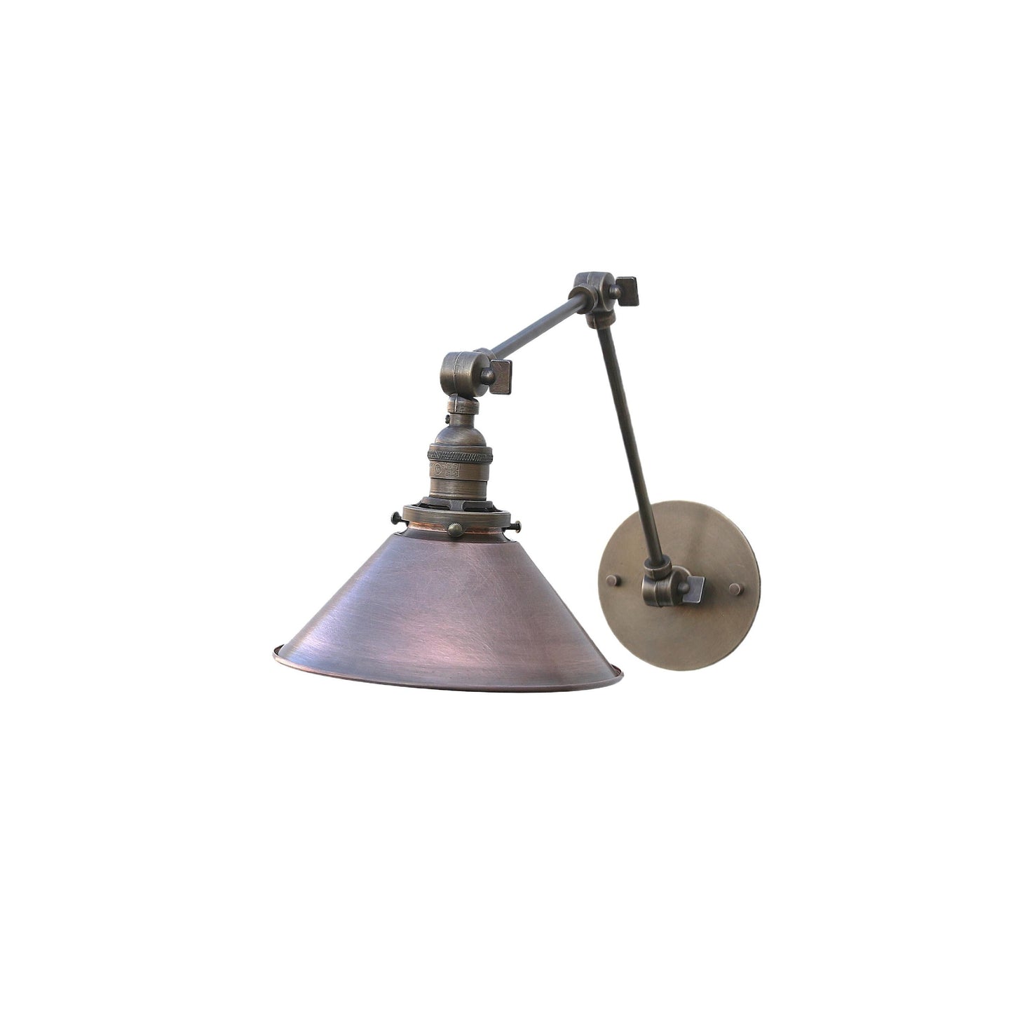 Adjustable Swing-Arm Wall Sconce with Aged Copper Cone Shade
