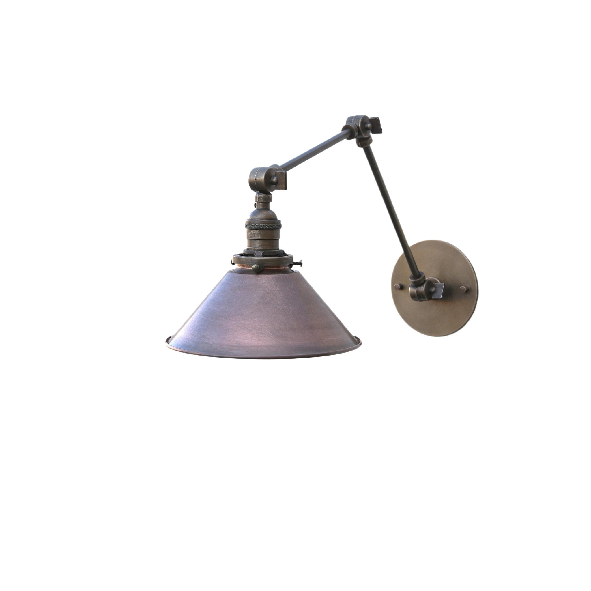Adjustable Swing-Arm Wall Sconce with Aged Copper Cone Shade