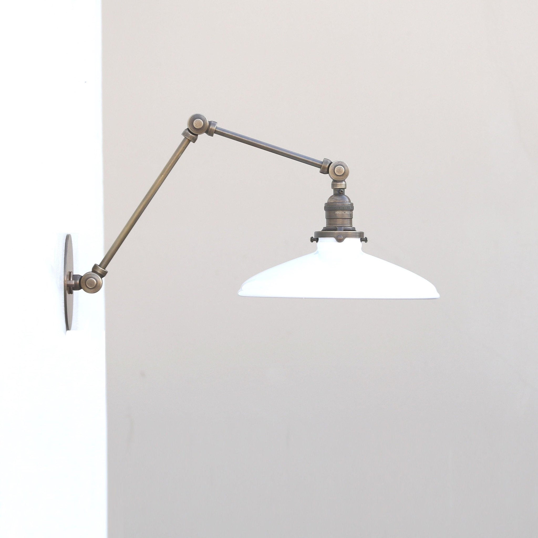 Adjustable Swing-Arm Wall Sconce with Enamel Dish Shade
