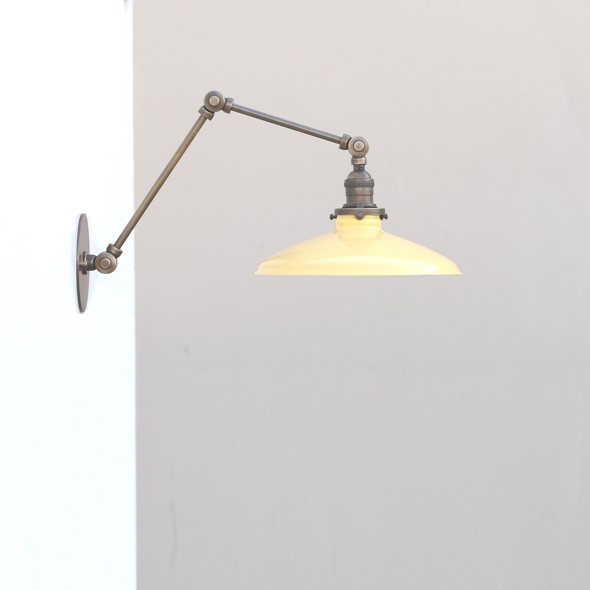 Adjustable Swing-Arm Wall Sconce with Enamel Dish Shade