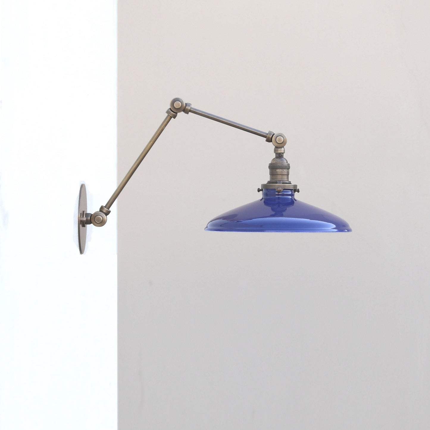 Adjustable Swing-Arm Wall Sconce with Enamel Dish Shade