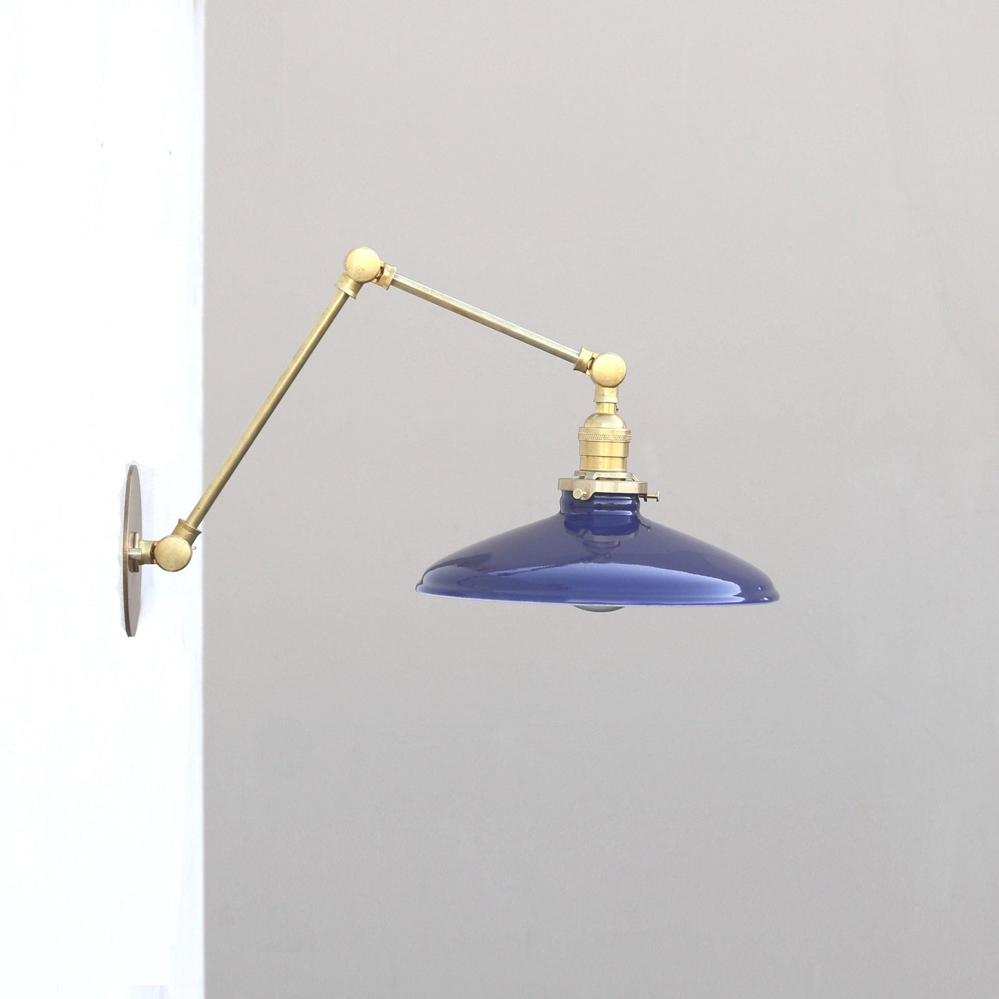Adjustable Swing-Arm Wall Sconce with Enamel Dish Shade