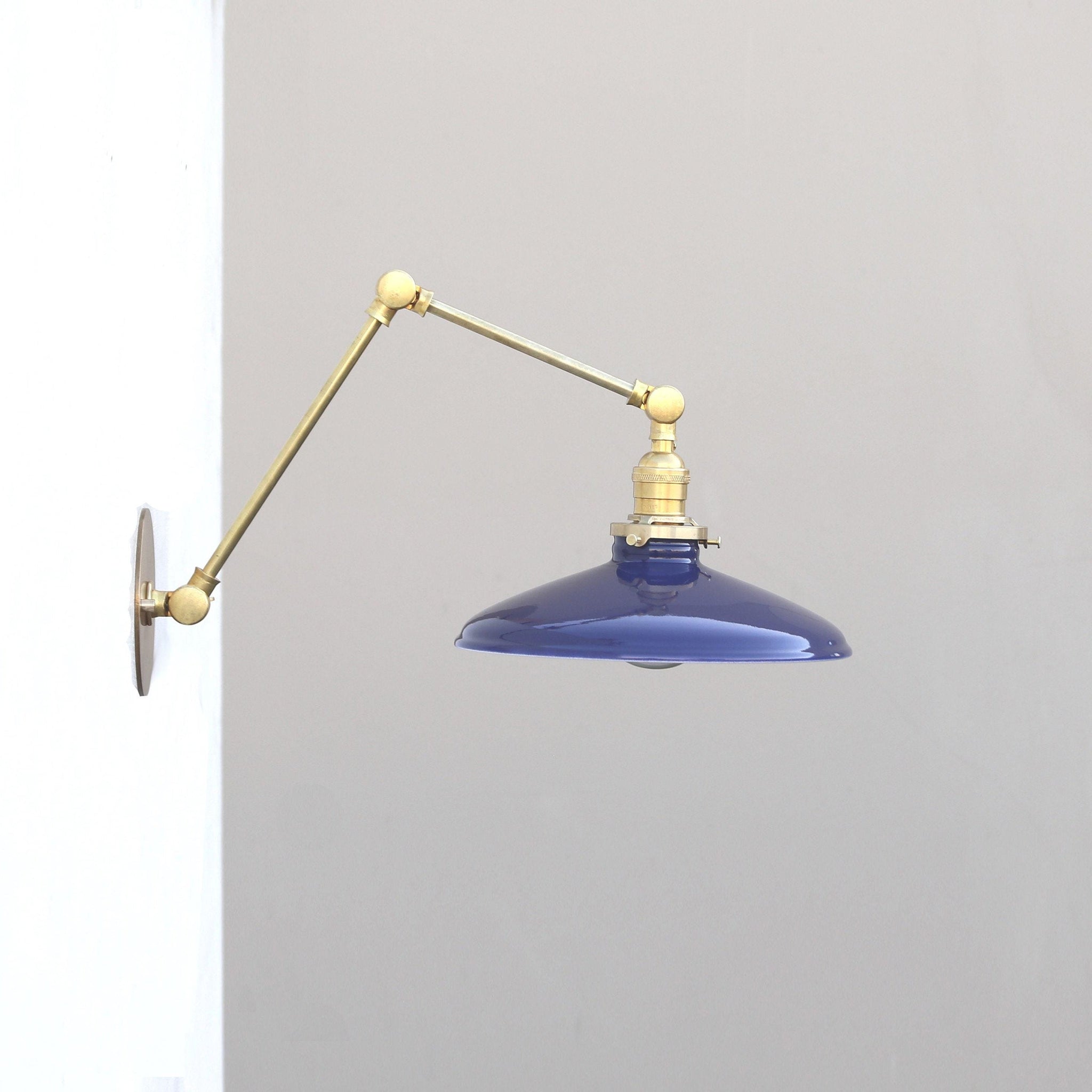 Adjustable Swing-Arm Wall Sconce with Enamel Dish Shade