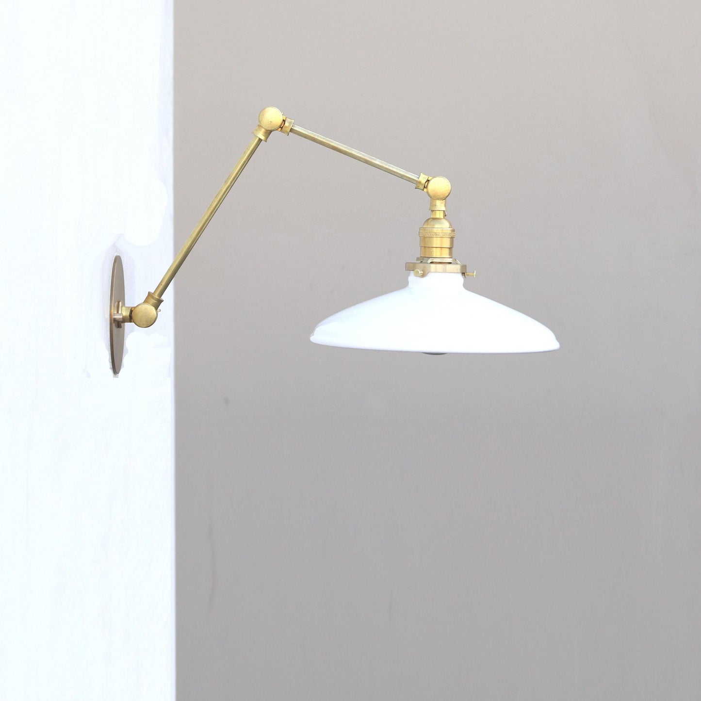 Adjustable Swing-Arm Wall Sconce with Enamel Dish Shade