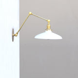 Adjustable Swing-Arm Wall Sconce with Enamel Dish Shade