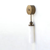 Alabaster Column Wall Sconce with Brass Disc Backplate