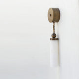 Alabaster Column Wall Sconce with Brass Disc Backplate