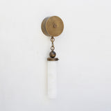 Alabaster Column Wall Sconce with Brass Disc Backplate