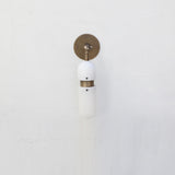 Alabaster Cylinder Wall Sconce with Brass Arm